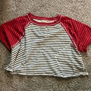 Free People Red and White Striped Tee